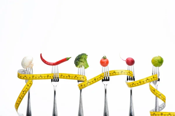 Fresh vegetables on forks — Stock Photo, Image