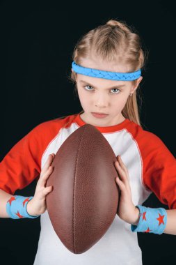 girl with rugby ball clipart