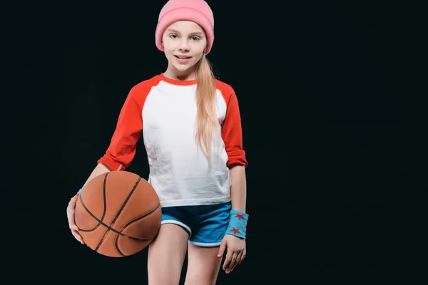 Sportowy dziewczynka z piłką — Zdjęcie stockowe