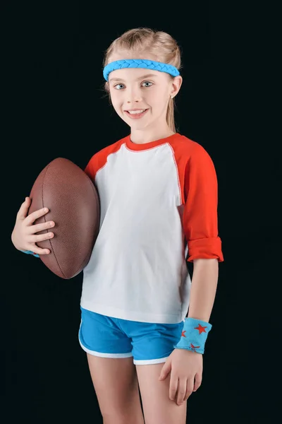 Girl with rugby ball — Stock Photo, Image