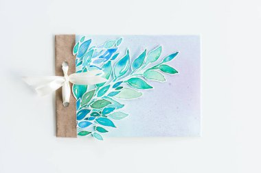 watercolor invitation with leaves 