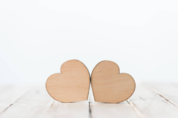 Wooden hearts symbols
