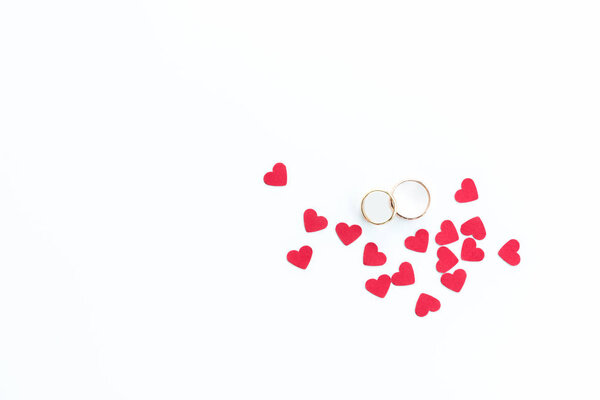 Wedding rings and hearts