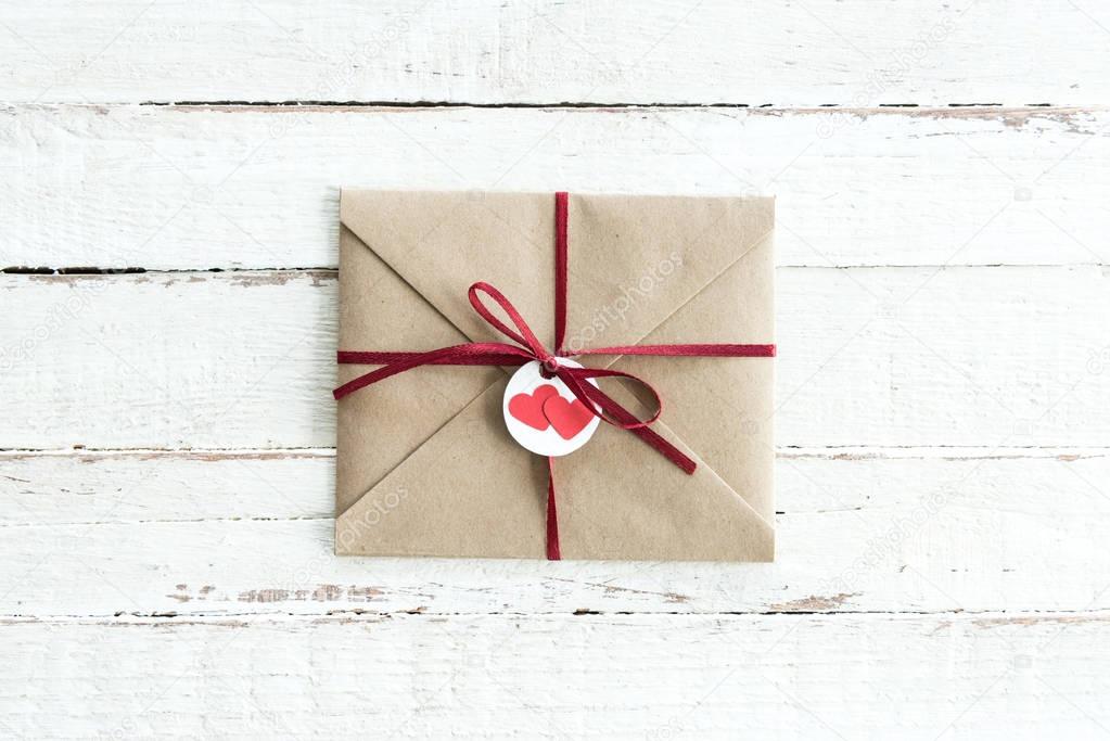 kraft envelope with hearts  