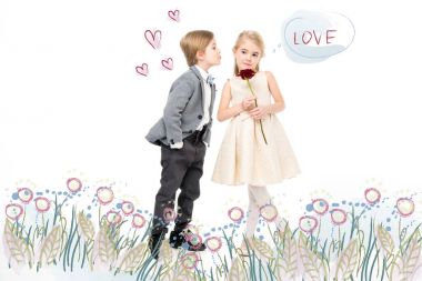 Happy young boy and girl clipart