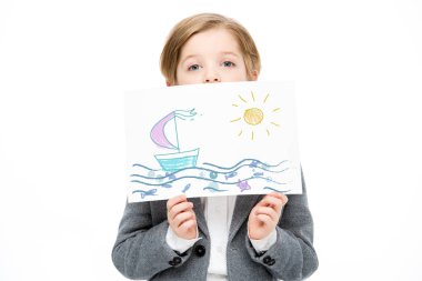 Small kid with painting clipart