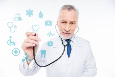 Doktor stetoskop ve tıbbi bakım simgeleri