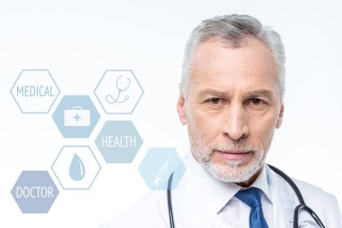 Doktor stetoskop ve tıbbi bakım simgeleri