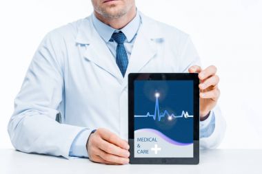 Doctor with digital tablet clipart