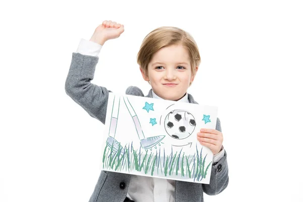 Small kid with drawing — Stock Photo, Image