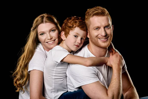Familj i vita t-shirts — Stockfoto