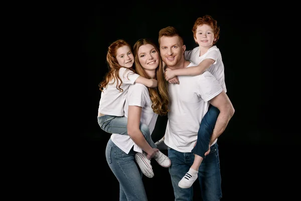 Family in white t-shirts — Stock Photo, Image