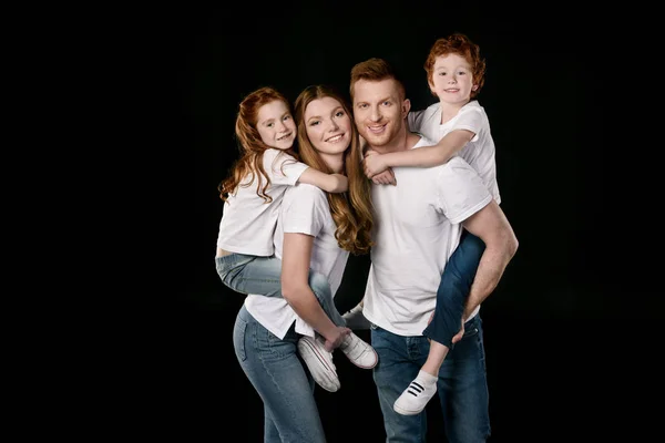 Família em camisetas brancas — Fotografia de Stock