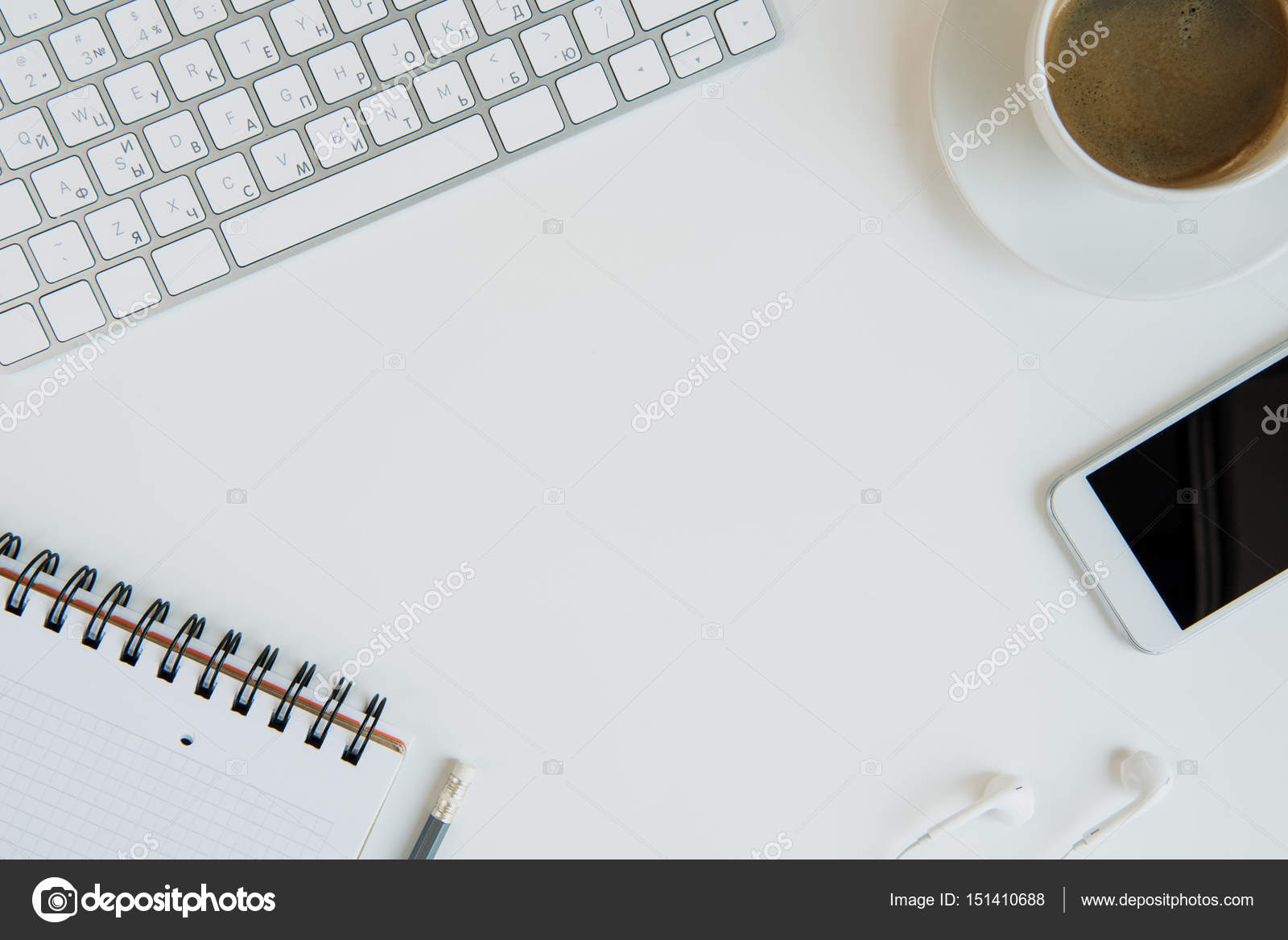Keyboard with office supplies Stock Photo by ©IgorTishenko 151410688
