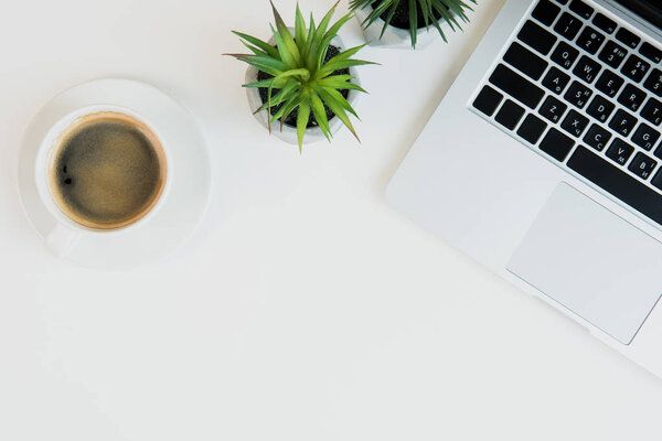 Laptop and cup of coffee