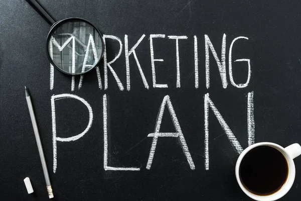Marketing plan lettering — Stock Photo, Image