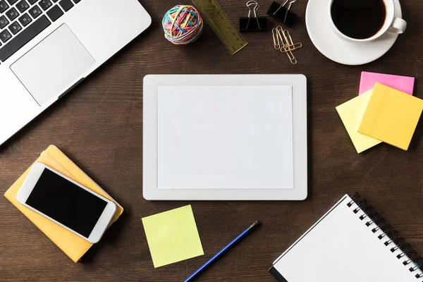 Digital tablet on home office table — Stock Photo, Image