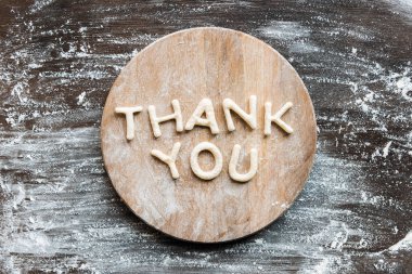 lettering thank you made from dough clipart