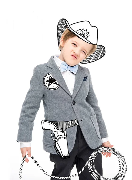 Aranyos kis fiú seriff — Stock Fotó