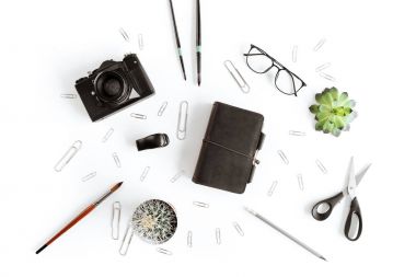 Camera and office supplies  clipart