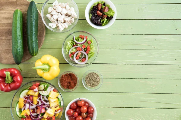 Fresh raw vegetables on table 