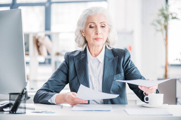 businesswoman doing paperwork 