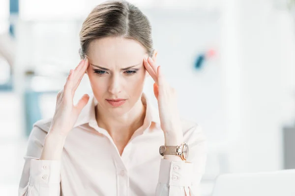 Tired pensive businesswoman — Stock Photo, Image