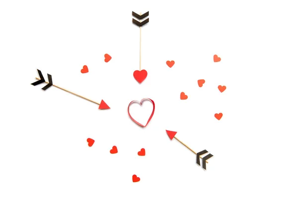 Red hearts and amour arrows — Stock Photo, Image