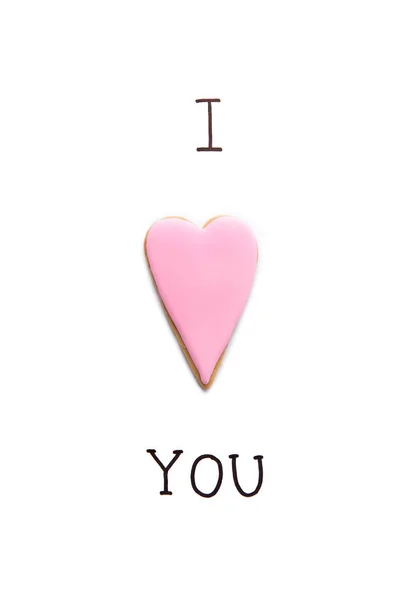 Ευχετήρια κάρτα με μπισκότο σε σχήμα καρδιάς — Δωρεάν Φωτογραφία