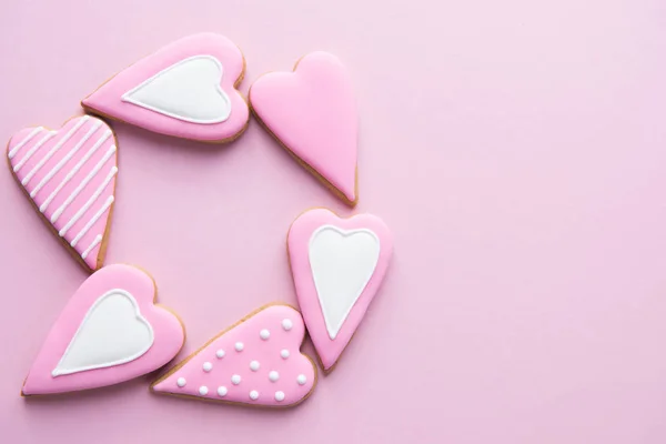 Handmade cookies in heart shape — Stock Photo, Image