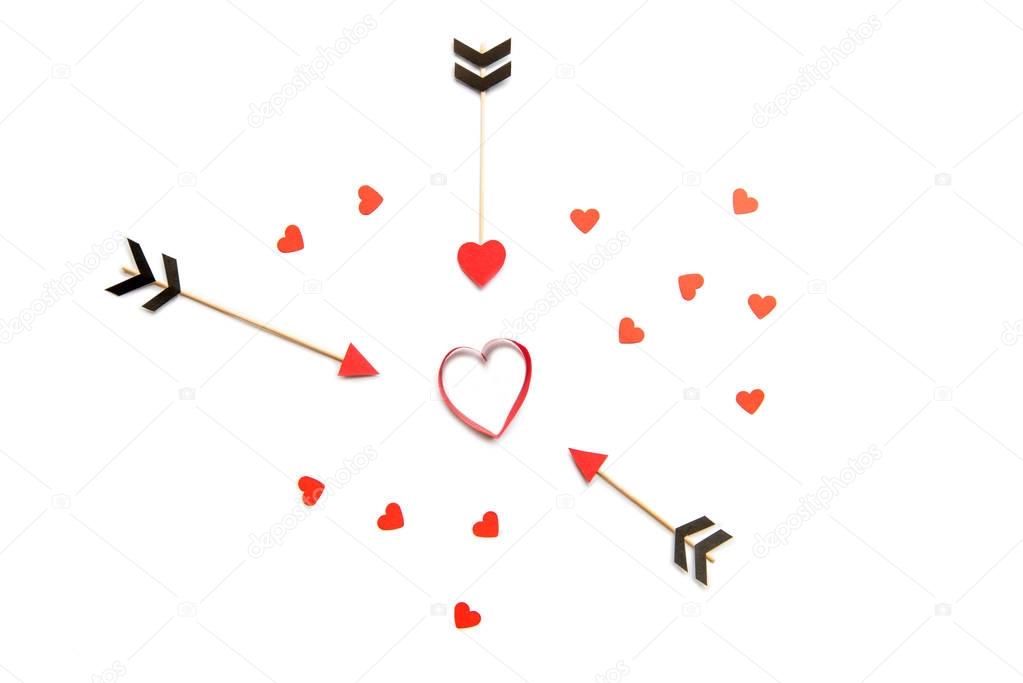 red hearts and amour arrows 
