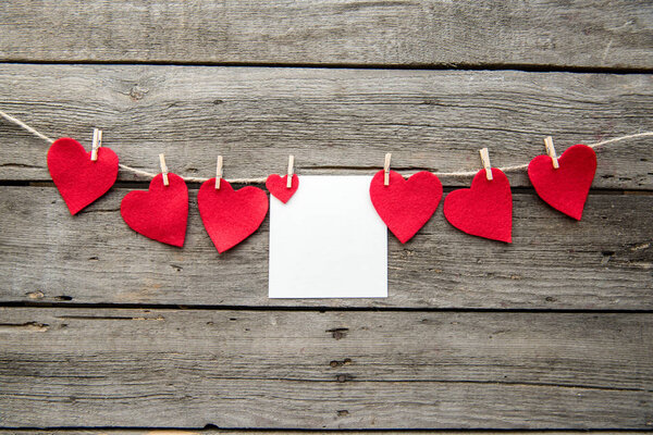 Red heart paper cut and greeting card 