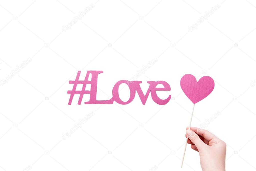 Love hashtag with heart sign