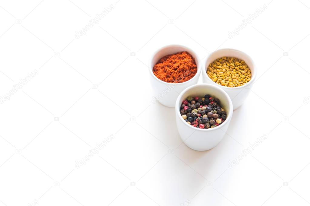 Various spices in containers 