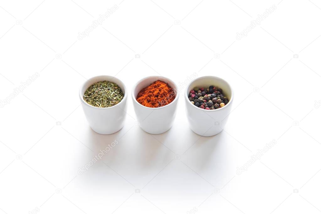 Various spices in containers 