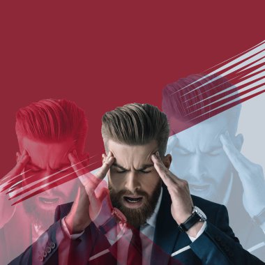 Başı ağrıyan genç iş adamı