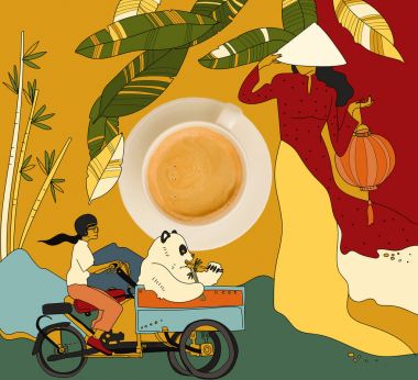 coffee with colorful chinese theme clipart