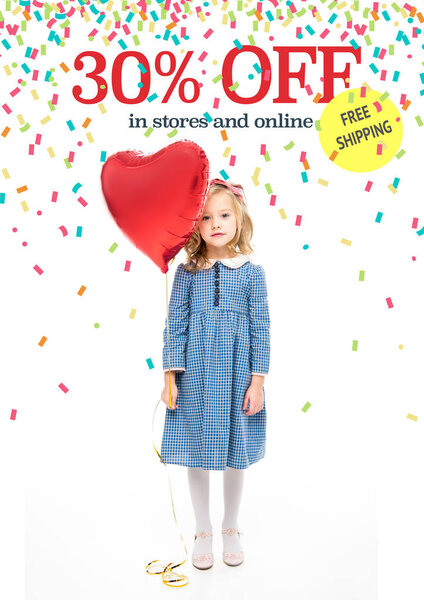 Sale banner with girl and balloon