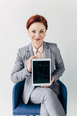 iş kadını gösteren boş tablet