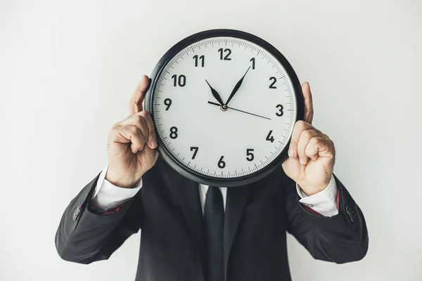 Hombre cubriendo la cara con reloj —  Fotos de Stock