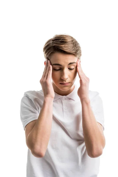 Καυκάσιος έφηβο έχοντας πονοκέφαλος — Φωτογραφία Αρχείου