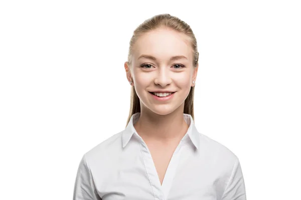 Sorrindo branco adolescente menina — Fotografia de Stock