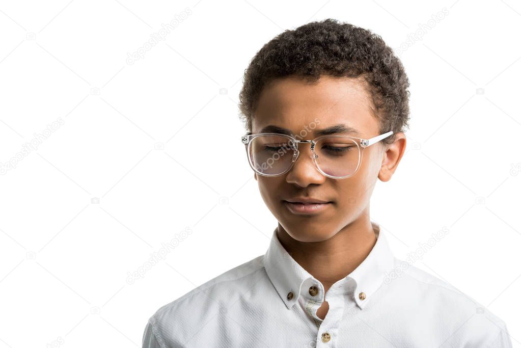 african american teenager in eyeglasses