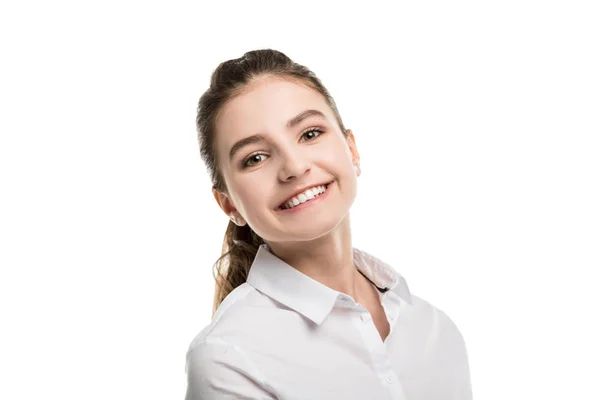 Cheerful caucasian teenage girl — Stock Photo, Image