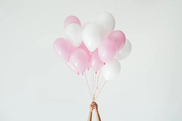 Bündel rosa und weißer Luftballons — Stockfoto