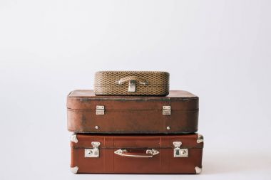 vintage leather suitcases clipart