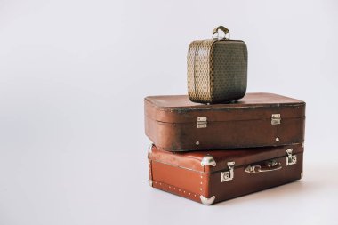 vintage leather suitcases clipart