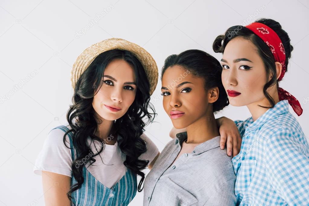 multicultural women in retro clothing