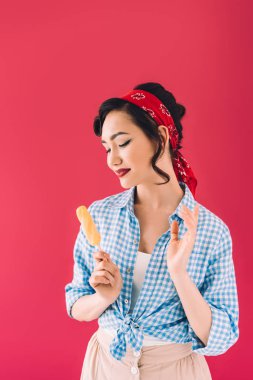 asian woman with popsicle  clipart