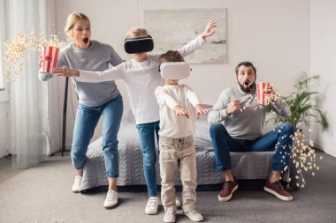 kids in vr headsets at home clipart